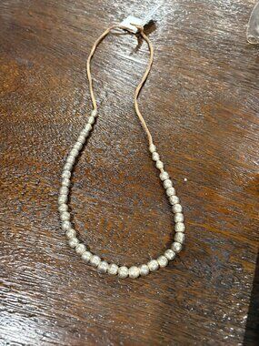 Nellie Pratt Cowgirl Crush Necklace Leather Beaded Metallic  Unique NEW  24"